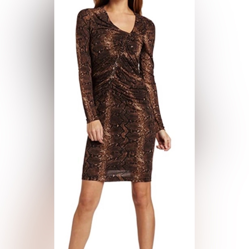 NWT Kenneth Cole snake print ruched dress